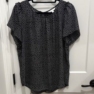 LC Lauren Conrad Black and White Floral Blouse